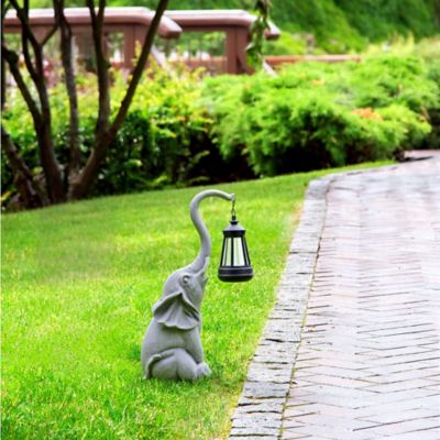 Image showing  Sunny the Elephant Outdoor Solar Garden Statue with Integrated LED Lantern