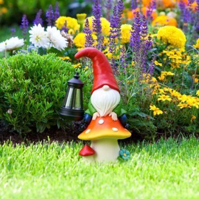 Image showing  Pip Mushcap Outdoor Solar Gnome Statue with Integrated LED Lantern