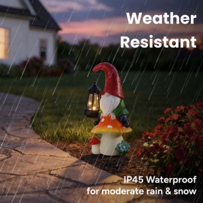 Image showing  Pip Mushcap Outdoor Solar Gnome Statue with Integrated LED Lantern