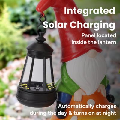 Image showing  Pip Mushcap Outdoor Solar Gnome Statue with Integrated LED Lantern