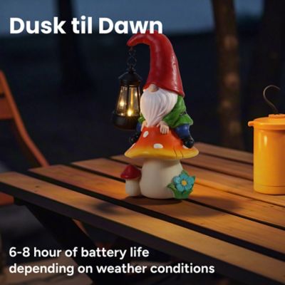 Image showing  Pip Mushcap Outdoor Solar Gnome Statue with Integrated LED Lantern