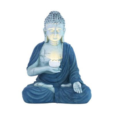 Techko Outdoor Solar Buddha Lotus Garden Statue with Integrated LED Light