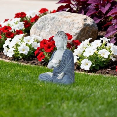 Image showing  Outdoor Solar Buddha Lotus Garden Statue with Integrated LED Light