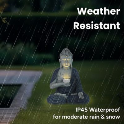 Image showing  Outdoor Solar Buddha Lotus Garden Statue with Integrated LED Light