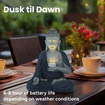 Image showing  Outdoor Solar Buddha Lotus Garden Statue with Integrated LED Light