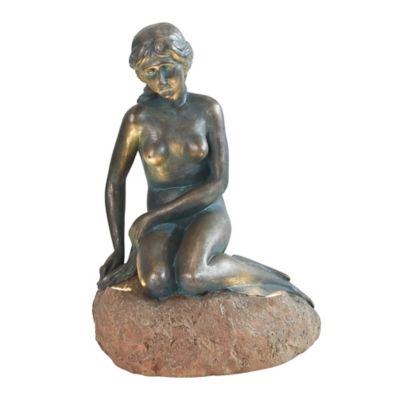 Techko Outdoor Solar Little Mermaid Statue with Integrated LED Spotlight
