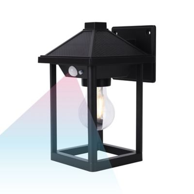 Techko Outdoor Solar Pagoda Aluminum Motion Sensor Wall Sconce with Motion Sensor & Carbon Trim
