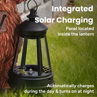 Image showing  Sunny Moo Outdoor Solar Cow Garden Statue with Integrated LED Lantern