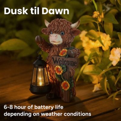 Image showing  Sunny Moo Outdoor Solar Cow Garden Statue with Integrated LED Lantern