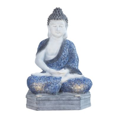 Techko Outdoor Solar Meditating Buddha with Integrated LED Spotlight