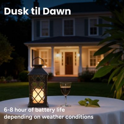 Image showing  Solar Vintage Metal Candle Lantern with Metal & Glass