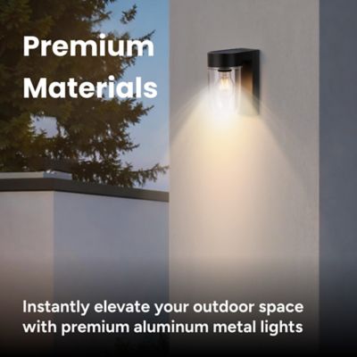 Image showing  Outdoor Solar Aluminum Motion Sensor Wall Sconce with Edison Bulb & Carbon Trim