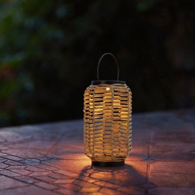 Image showing  Outdoor Solar Rattan-Style Portable LED Lantern with Handle