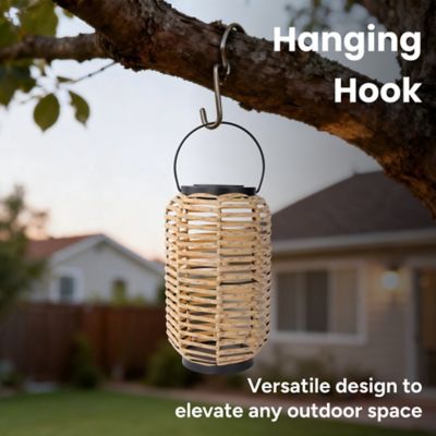 Image showing  Outdoor Solar Rattan-Style Portable LED Lantern with Handle