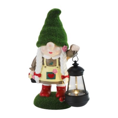 Techko Gartenlicht Greta Outdoor Solar Lantern Gnome Statue with Integrated LED Lantern
