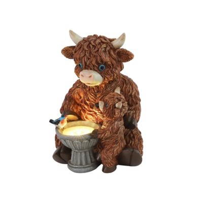 Techko Meadow Mama & Calf Outdoor Solar Garden Statue with Integrated LED Lantern