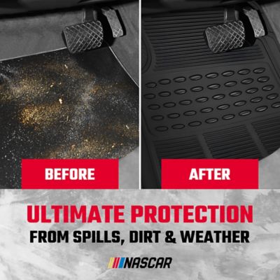 Image showing  Premium Car Floor Mats, 4-Piece Set Heavy Duty All-Weather Rubber Universal Trim-to-Fits