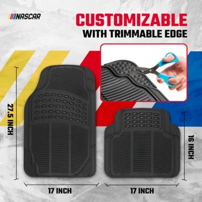 Image showing  Premium Car Floor Mats, 4-Piece Set Heavy Duty All-Weather Rubber Universal Trim-to-Fits