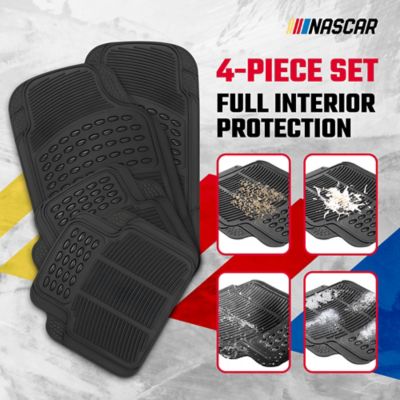 Image showing  Premium Car Floor Mats, 4-Piece Set Heavy Duty All-Weather Rubber Universal Trim-to-Fits