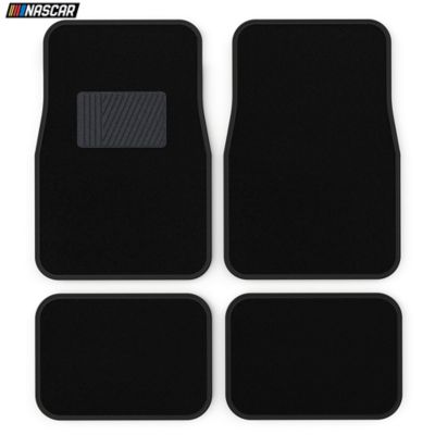 NASCAR Carpet Car Mats 4-Piece Car Mats Full Set Universal Fit All-Weather Protection Heel Pad