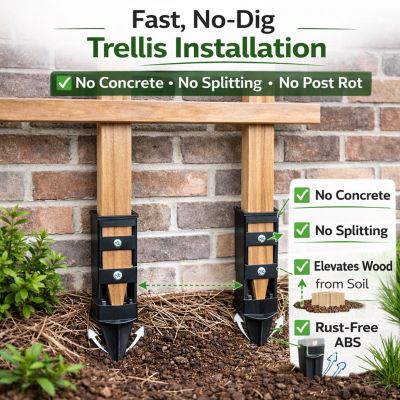 Image showing  Heavy Duty No-Dig Ground Anchor Easy Install Post Support for Signs, Trellis & Outdoor Use, 2 pk.