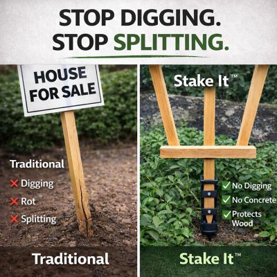 Image showing  Heavy Duty No-Dig Ground Anchor Easy Install Post Support for Signs, Trellis & Outdoor Use, 2 pk.