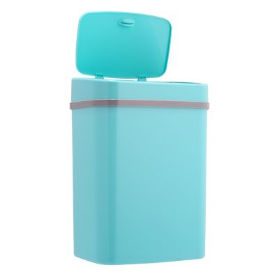 Image showing  DZT-12-5TB Rectangular 3.2 gal. Teal Blue Plastic Motion Sensor Trash Can