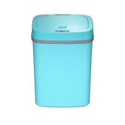 Image showing  DZT-12-5TB Rectangular 3.2 gal. Teal Blue Plastic Motion Sensor Trash Can