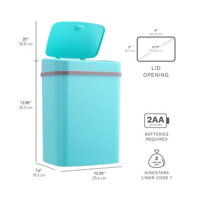 Image showing  DZT-12-5TB Rectangular 3.2 gal. Teal Blue Plastic Motion Sensor Trash Can