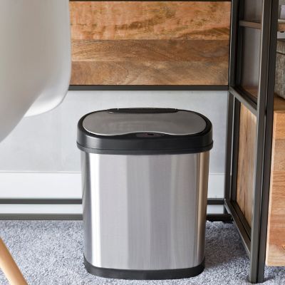 Image showing  CBDZT5013/1213 Set Of 2: 13.2 & 3.2 gal. Oval Stainless Steel Motion Sensor Trash Cans