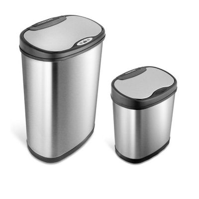 Image showing  CBDZT5013/1213 Set Of 2: 13.2 & 3.2 gal. Oval Stainless Steel Motion Sensor Trash Cans