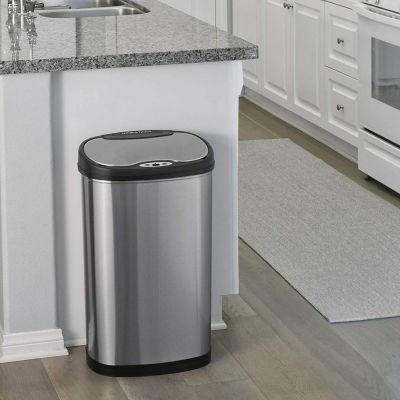 Image showing  CBDZT5013/1213 Set Of 2: 13.2 & 3.2 gal. Oval Stainless Steel Motion Sensor Trash Cans