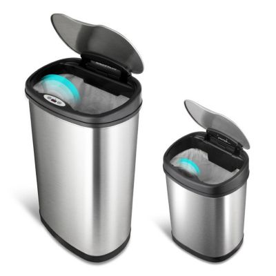 Image showing  CBDZT5013/1213 Set Of 2: 13.2 & 3.2 gal. Oval Stainless Steel Motion Sensor Trash Cans