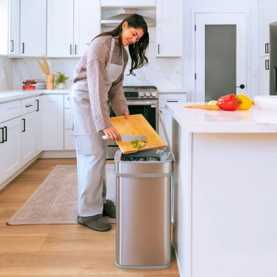 Image showing  ONT-50-82SL Nova Series 13 gal. Silver Square Odor-Neutralizing Smart Trash Can