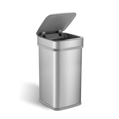 Image showing  ONT-50-82SL Nova Series 13 gal. Silver Square Odor-Neutralizing Smart Trash Can