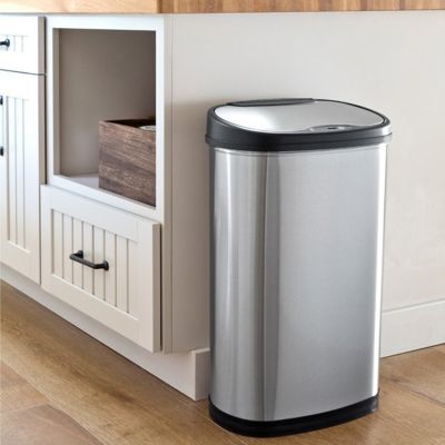 Image showing  DZT-50-25 Rectangular 13.2 gal. Stainless Steel Motion Sensor Trash Can