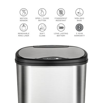 Image showing  DZT-50-25 Rectangular 13.2 gal. Stainless Steel Motion Sensor Trash Can