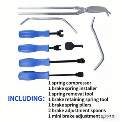 Image showing  Professional Drum Brake Tool Set with Spring Removal Tool, Brake Retaining Spring Tool, Brake Spring Pliers, 8 pc.