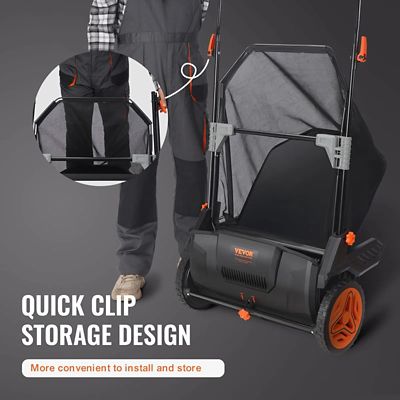 Image showing  21 in. Push Lawn Sweeper, 3.5 cu. ft. Mesh Hopper, Adjustable Height for Leaves Grass Debris, Yard Driveway
