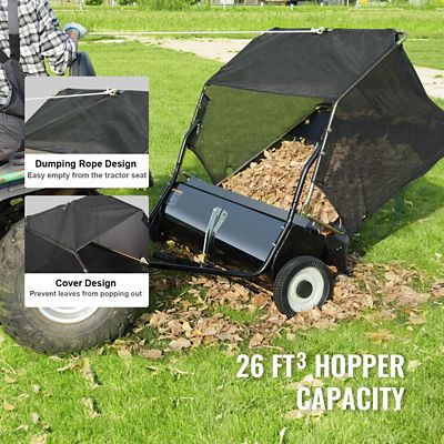 Image showing  Tow Behind Lawn Sweeper, 50 in. Width, 26 cu. ft. Leaf Grass Collector, Heavy Duty, Adjustable Height for Yard Farm