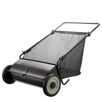 Upland Push Lawn Sweeper, 26 in. Leaf Grass Collector, Rubber Wheels, Heavy Duty Steel, 7 cu. ft. Mesh Hopper, 4 Brushes