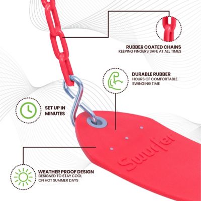 Image showing  Tree Outdoor Swing, Seat Replacement, Comfortable Heavy Duty Rubber Coated Chains, Weather Resistant