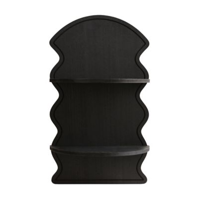 Image showing  Black Wavy Arched Lunar Ledges 2-Tier Floating Wall Shelf