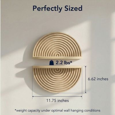 Image showing  Natural Boho Arched Lunar Ledges 2 pc. Floating Wall Shelf 12x6
