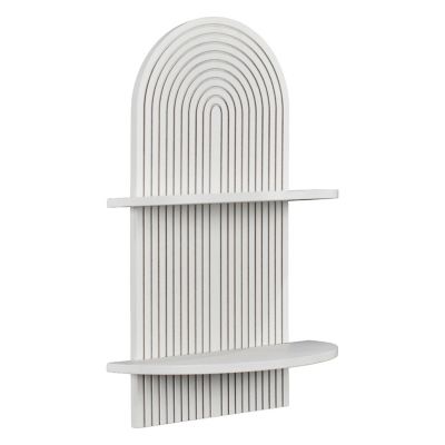 American Art Decor White Boho Arched Lunar Ledges 2-Tier Floating Wall Shelf