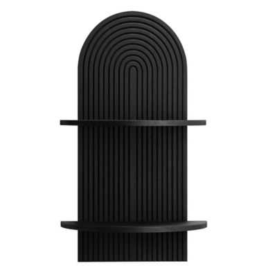 Image showing  Black Boho Arched Lunar Ledges 2-Tier Floating Wall Shelf