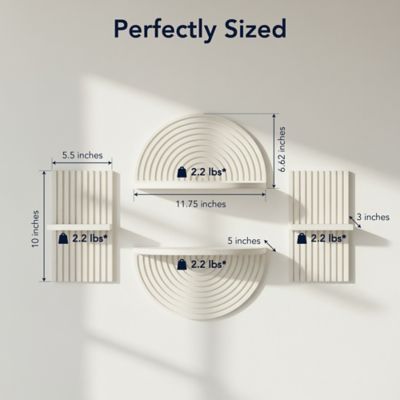Image showing  White Boho Arched Modular Wood Wall Shelf Set