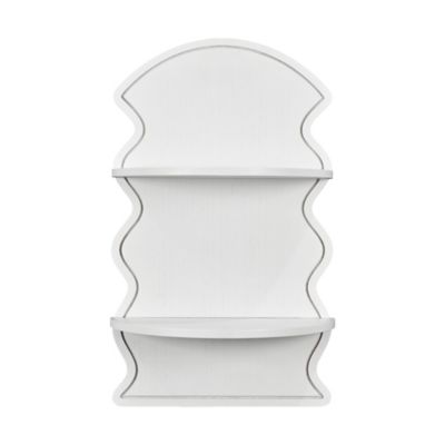 American Art Decor White Wavy Arched Lunar Ledges 2-Tier Floating Wall Shelf