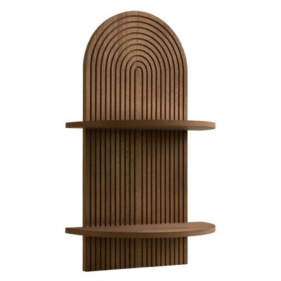 Image showing  Dark Walnut Boho Arched Lunar Ledges 2-Tier Floating Wall Shelf