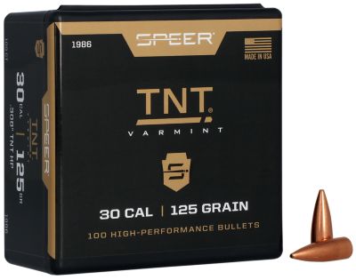 Speer Ammo TNT .30 Caliber 125-Grain Jacketed Hollow Point Reloading Rifle Bullets, 100 Rounds